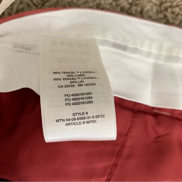 Aritzia Wilfred Effortless Linen Wide leg Pant in Warm Sienna Red Size 12 - Picture 9 of 12